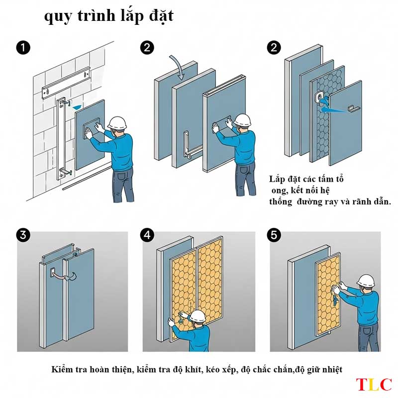 quy trình lắp vách ngăn tổ ong