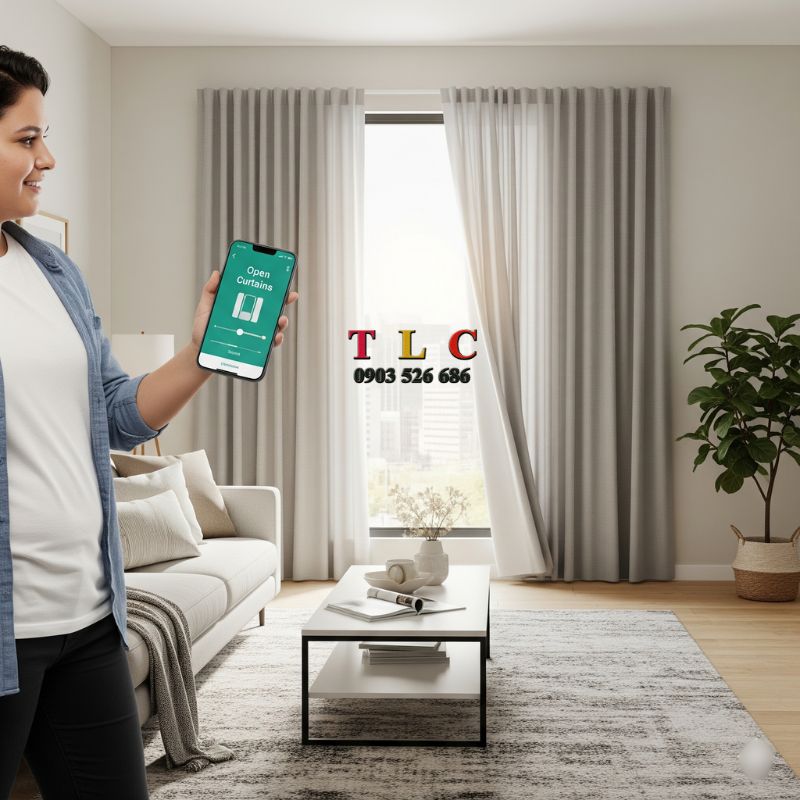 rèm cửa thông tinh tự động xu hướng hiện đại trong thiết kế nội thất thông minh (Smart Home)