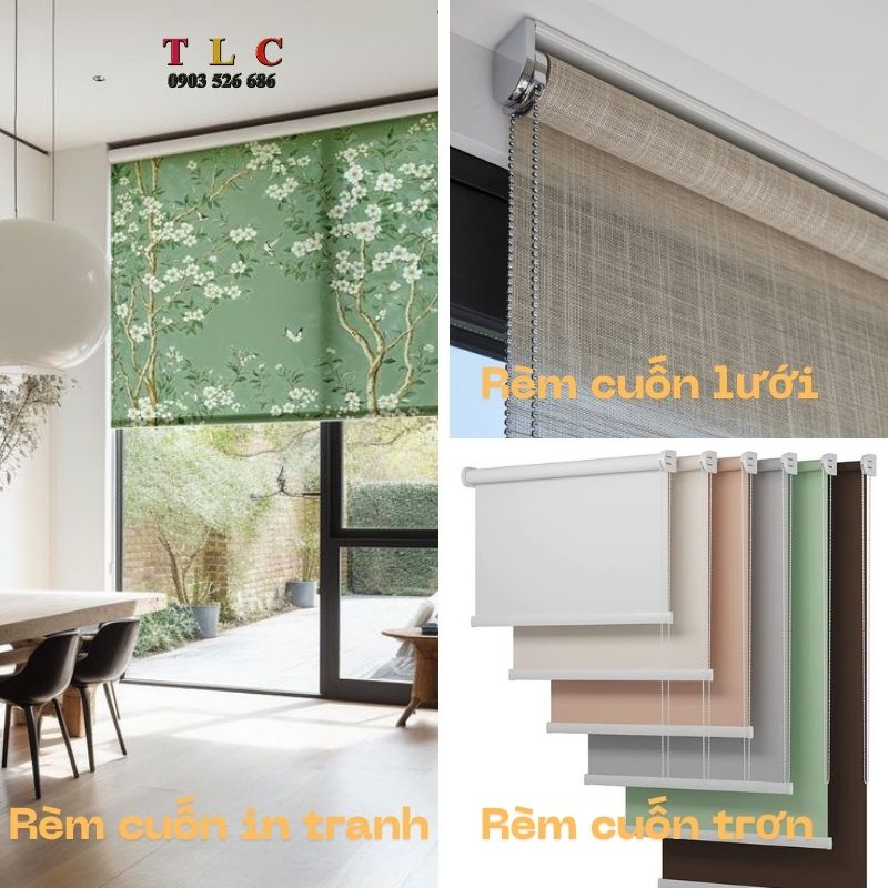 rèm cuốn in tranh rèm cửa thông dụng hiện nay